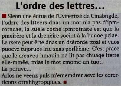 L'ordre des lettres...